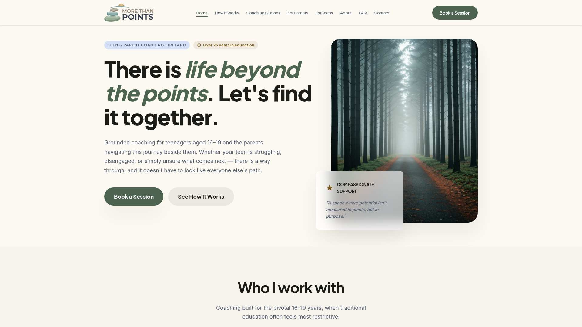 More Than Points teen and parent coaching website designed by Crettyard Digital