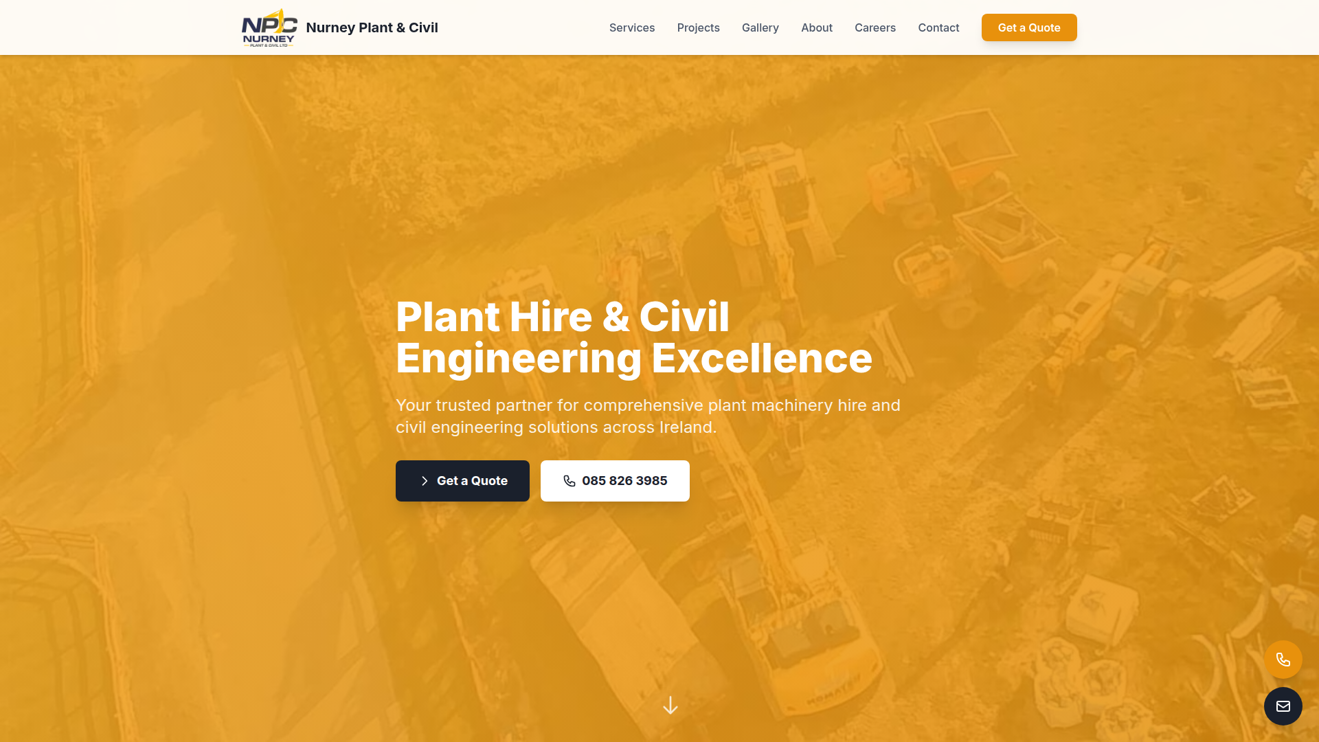 Nurney Plant and Civil plant hire and civil engineering website designed by Crettyard Digital
